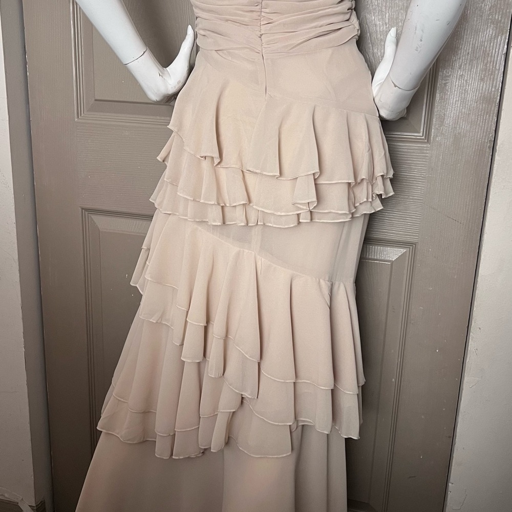 Champagne Strapless Ruffled Dress - Picture 4 of 4